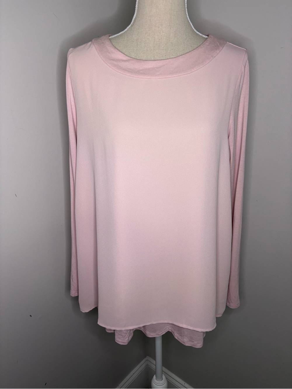 J. Jill blush pink long sleeve stretch jersey layered hem top size Medium
